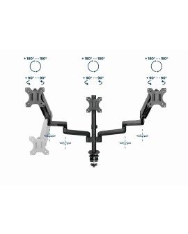 GEMBIRD BIURKOWE REGULOWANE RAMIĘ/UCHWYT NA 3 MONITORY 17-27, VESA 100X100MM, DO 7 KG