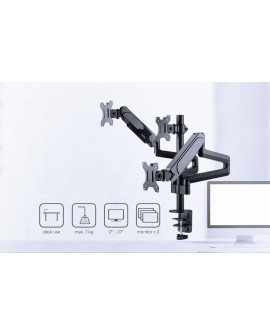 GEMBIRD BIURKOWE REGULOWANE RAMIĘ/UCHWYT NA 3 MONITORY 17-27, VESA 100X100MM, DO 7 KG