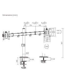 MACLEAN UCHWYT BIURKOWY NA 2 MONITORY MC-754N