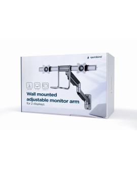 GEMBIRD ŚCIENNE REGULOWANE RAMIĘ/UCHWYT NA 2 MONITORY 17-32, VESA 100X100MM, DO 8 KG