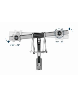 GEMBIRD ŚCIENNE REGULOWANE RAMIĘ/UCHWYT NA 2 MONITORY 17-32, VESA 100X100MM, DO 8 KG
