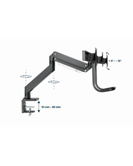 GEMBIRD BIURKOWE REGULOWANE RAMIĘ/UCHWYT NA 3 MONITORY 17-27, VESA 100X100MM, DO 6 KG