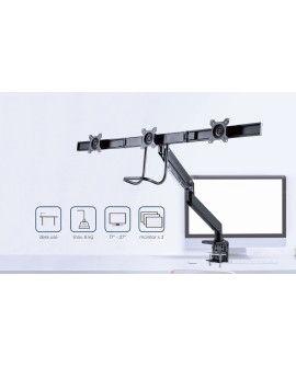 GEMBIRD BIURKOWE REGULOWANE RAMIĘ/UCHWYT NA 3 MONITORY 17-27, VESA 100X100MM, DO 6 KG