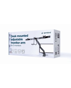 GEMBIRD BIURKOWE REGULOWANE RAMIĘ/UCHWYT NA 3 MONITORY 17-27, VESA 100X100MM, DO 6 KG