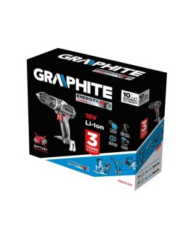 Wiertarko-wkrętarka akumulatorowa bezszczotkowa z udarem Energy+ 18V, Li-Ion, bez akumulatora, 58G020 Graphite