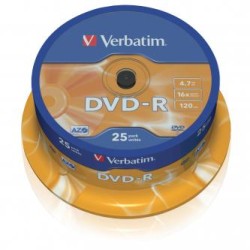 Verbatim DVD-R, Matt Silver, 43522, 4.7GB, 16x, cake box, 25-pack, bez możliwości nadruku, 12cm, do archiwizacji danych