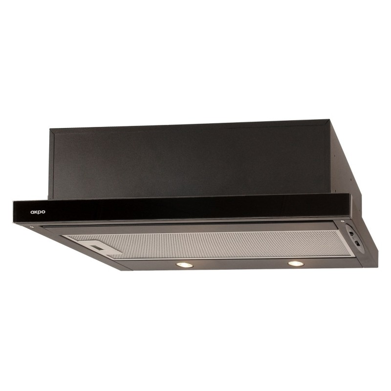 Okap podszafkowy teleskopowy AKPO WK-7 LIGHT ECO GLASS 50 CZARNY (500mm kolor czarny front czarne szkło)