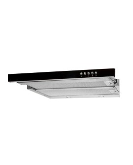 Okap teleskopowy AKPO WK-7 LIGHT GLASS 50 INOX CZARNY (500mm kolor inox, front czarne szkło) (WYPRZEDAŻ)