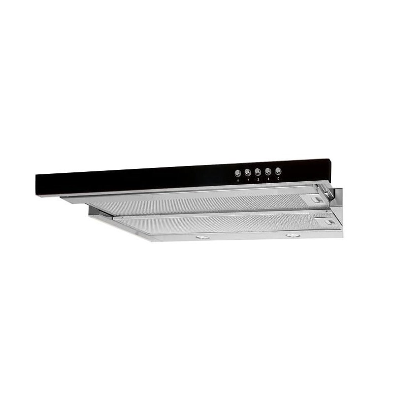 Okap teleskopowy AKPO WK-7 LIGHT GLASS 50 INOX CZARNY (500mm kolor inox, front czarne szkło) (WYPRZEDAŻ)
