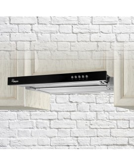 Okap teleskopowy AKPO WK-7 LIGHT GLASS 50 INOX CZARNY (500mm kolor inox, front czarne szkło) (WYPRZEDAŻ)