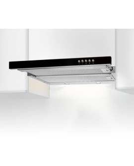 Okap teleskopowy AKPO WK-7 LIGHT GLASS 50 INOX CZARNY (500mm kolor inox, front czarne szkło) (WYPRZEDAŻ)
