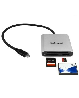 StarTech.com FCREADU3C czytnik kart USB 3.2 Gen 1 (3.1 Gen 1) Type-C Czarny, Srebrny
