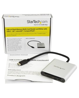 StarTech.com FCREADU3C czytnik kart USB 3.2 Gen 1 (3.1 Gen 1) Type-C Czarny, Srebrny