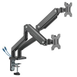 ULTRADESK BRANCH Double Regulowany uchwyt na 2 monitory, czarny, 20KG, mocowanie na zacisk, 17"-32", 75x75/100x100, EOL