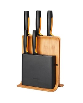 Fiskars 1057552 blokada noży Blok do noży z otworami Bambusowy, Plastik, Stal nierdzewna Drewno