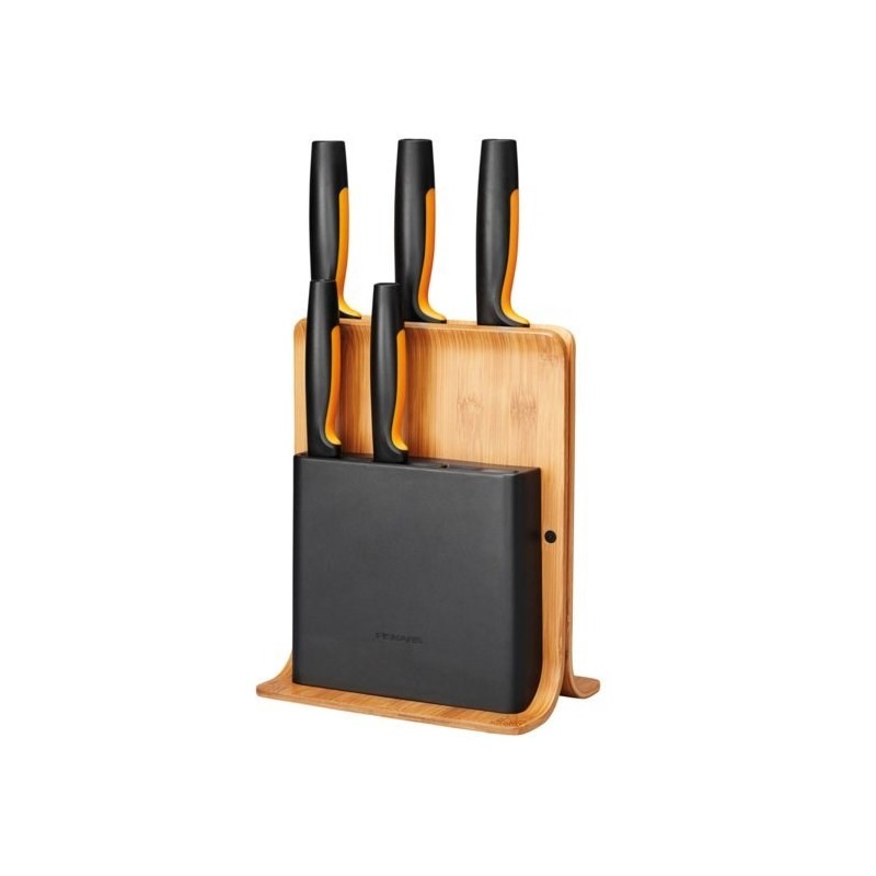 Fiskars 1057552 blokada noży Blok do noży z otworami Bambusowy, Plastik, Stal nierdzewna Drewno
