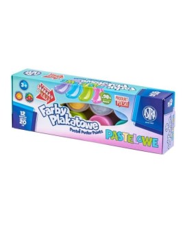 Farby plakatowe pastelowe Astra 12 kolorów x 20 ml STANDART BOX (złota, srebrna) JM 301123021