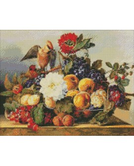 Haft diamentowy z ramą Diamentowa mozaika 40x50cm Jemiołuszka obiad