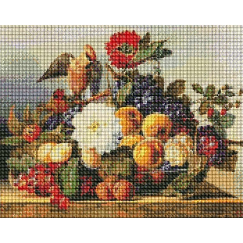 Haft diamentowy z ramą Diamentowa mozaika 40x50cm Jemiołuszka obiad