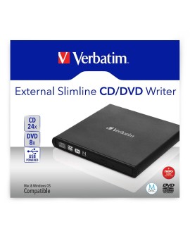 Verbatim Slimline CD/DVD dysk optyczny DVD-RW Czarny