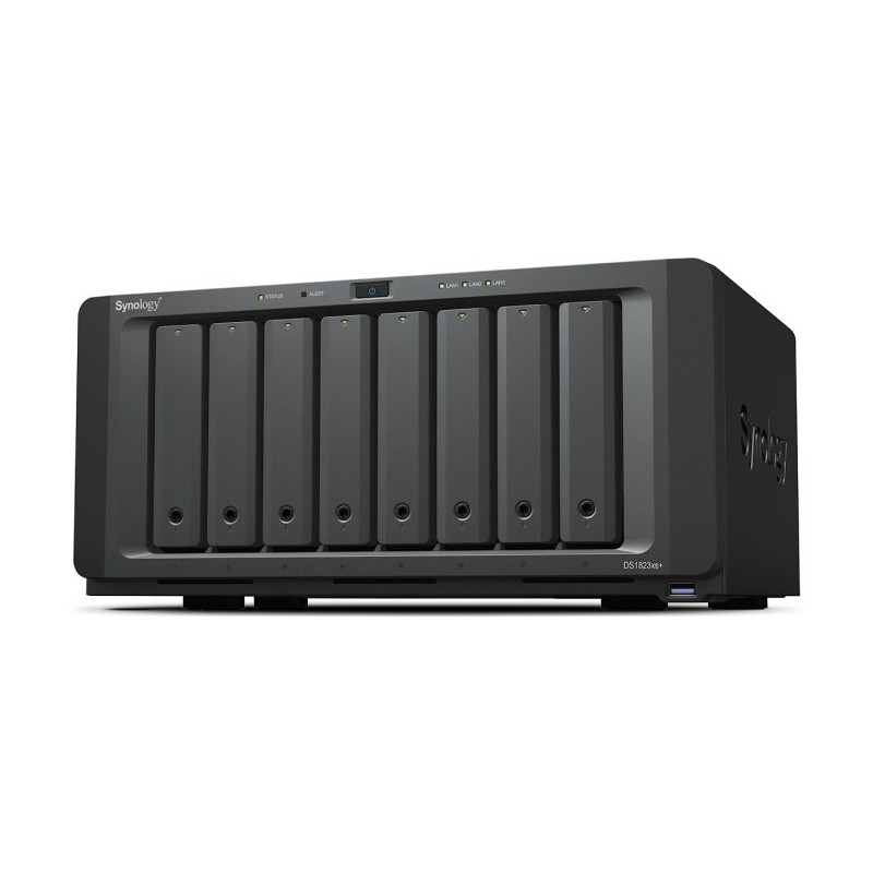 NAS Synology DS1823xs+ Tower 8x (3.5" SATA HDD/2.5" SATA SSD) AMD Ryzen V1780B, 8 GB DDR4 ECC SODIMM (max. 32GB), 2x 1GbE RJ-45,