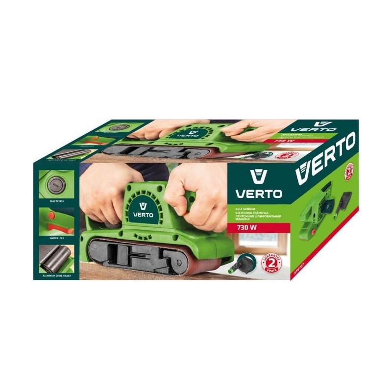 Szlifierka taśmowa 730W, pas bezkońcowy 75 x 457 mm Verto