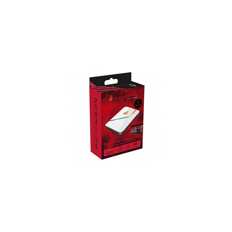 SSD Zewnętrzny Surefire Pyrodrive, 53692, 1000GB, Biały, 2.5", USB 3.2 GEN 1