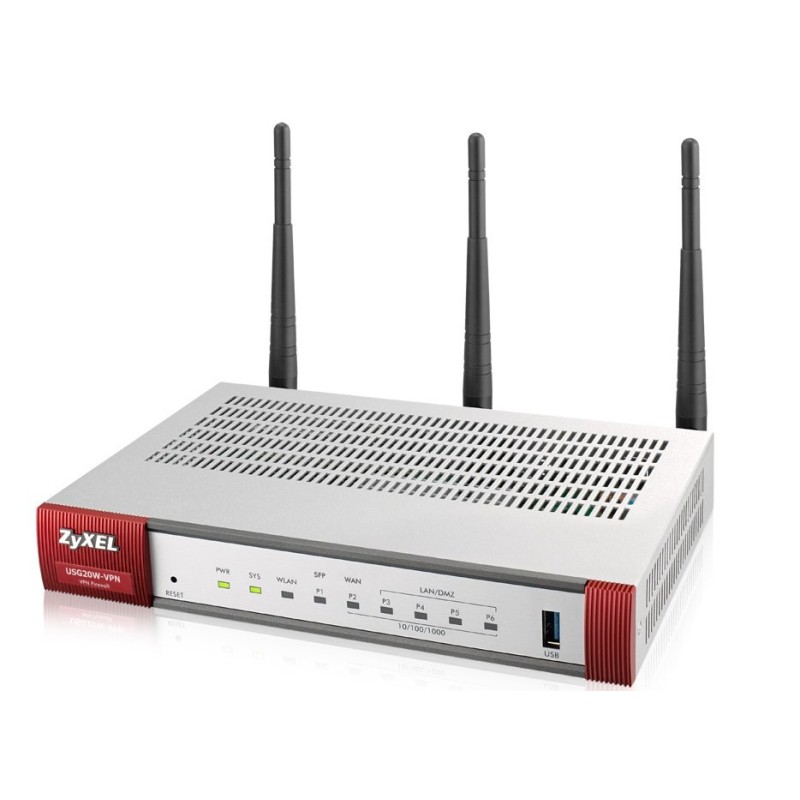 Firewall Zyxel USG 20W-VPN 1xWAN 4xLAN 1xWAN/LAN WiFi 5 SPI firewall: 350 Mbps Max. IPsec VPN: 10