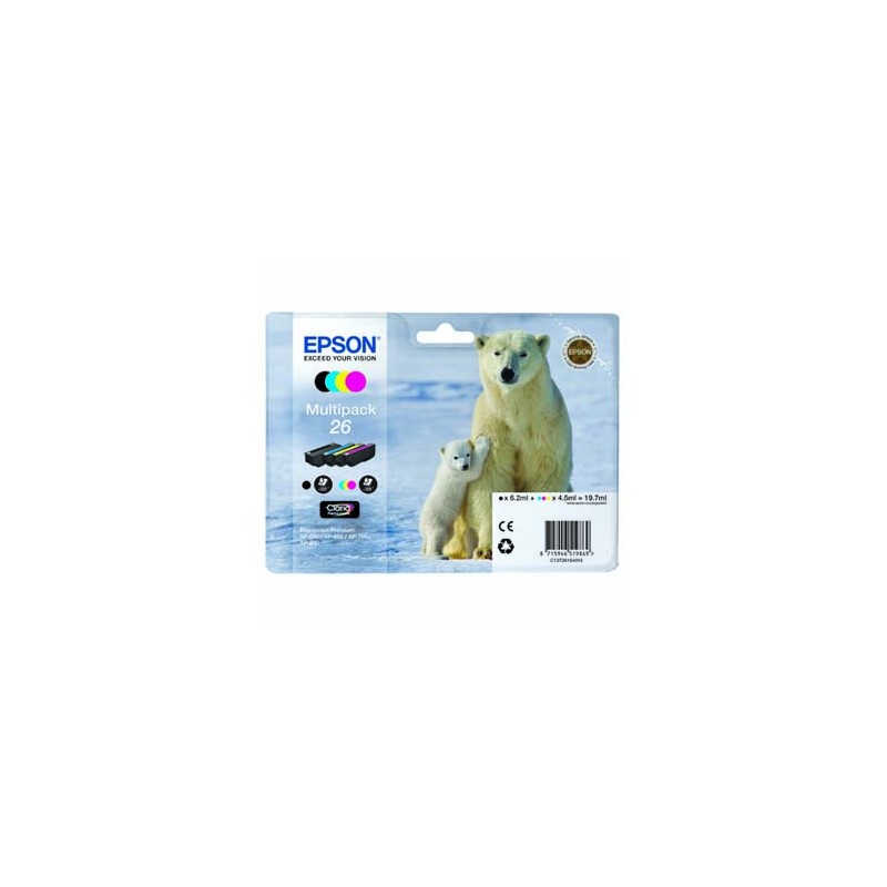 Epson oryginalny ink / tusz C13T26164010, T261640, CMYK, 3x4,5/6,2ml