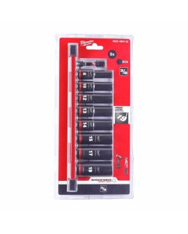 MILWAUKEE ZESTAW NASADEK UDAROWYCH 3/8" DŁUGICH 9szt.