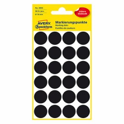 Avery Zweckform etykiety 18mm, czarne, 24 etykiety, do znakowania, pakowane po 4 szt., 3003, do pisma odręcznego