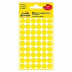 Avery Zweckform etykiety 12mm, żółte, 54 etykiety, do znakowania, pakowane po 5 szt., 3144, do pisma odręcznego