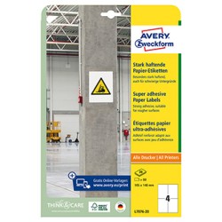 Avery Zweckform etykiety 105mm x 148mm, A4, białe, 4 etykiety, o wysokiej przylepności, pakowane po 20 szt., L7876-20, do drukar