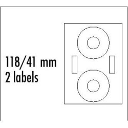 Logo etykiety na CD 118/41mm, A4, matowe, białe, 2 etykiety, 2 płyty, 140g/m2, pakowane po 10 szt., do drukarek atramentowych i 