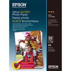 Epson Value Glossy Photo Paper, C13S400035, foto papier, połysk, biały, A4, 183 g/m2, 20 szt., atrament