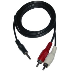 Audio Kabel Jack (3,5mm) M - 2x CINCH M, 3m, czarny, Logo blister, EOL