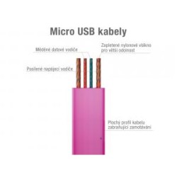 Avacom USB kabel (2.0), USB A M - microUSB (M), 0.4m, różowy, blister