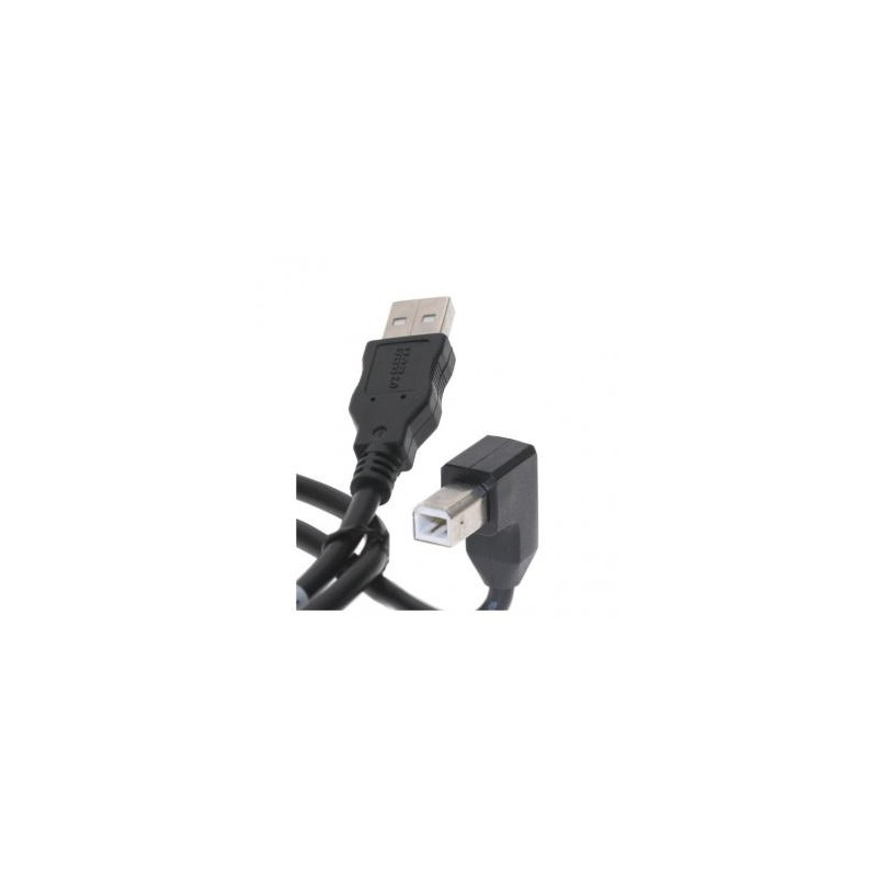 USB kabel (2.0), USB A M - USB B (M), 2m, pod katem 90°, czarny