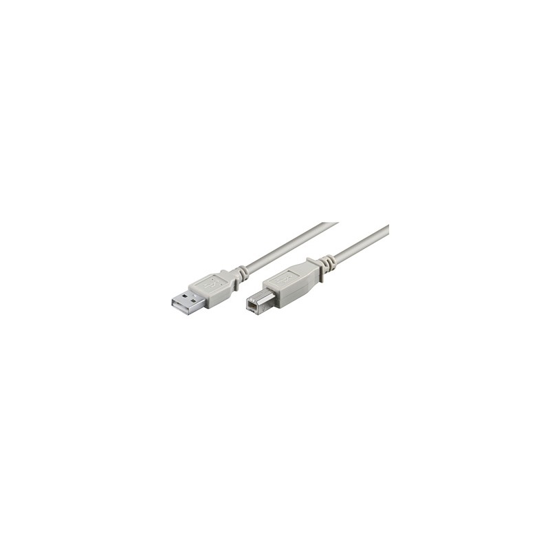 USB kabel (2.0), USB A M - USB B (M), 3m, szary, plastic bag, EOL
