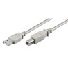 USB kabel (2.0), USB A M - USB B (M), 3m, szary, plastic bag, EOL