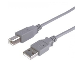 USB kabel (2.0), USB A M - USB B (M), 3m, szary, plastic bag, EOL