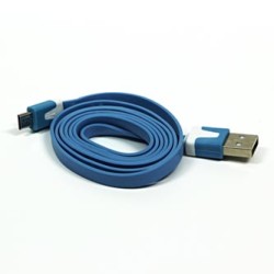 Logo USB kabel (2.0), USB A M - microUSB (M), 1m, płaski, niebieski, blister, EOL