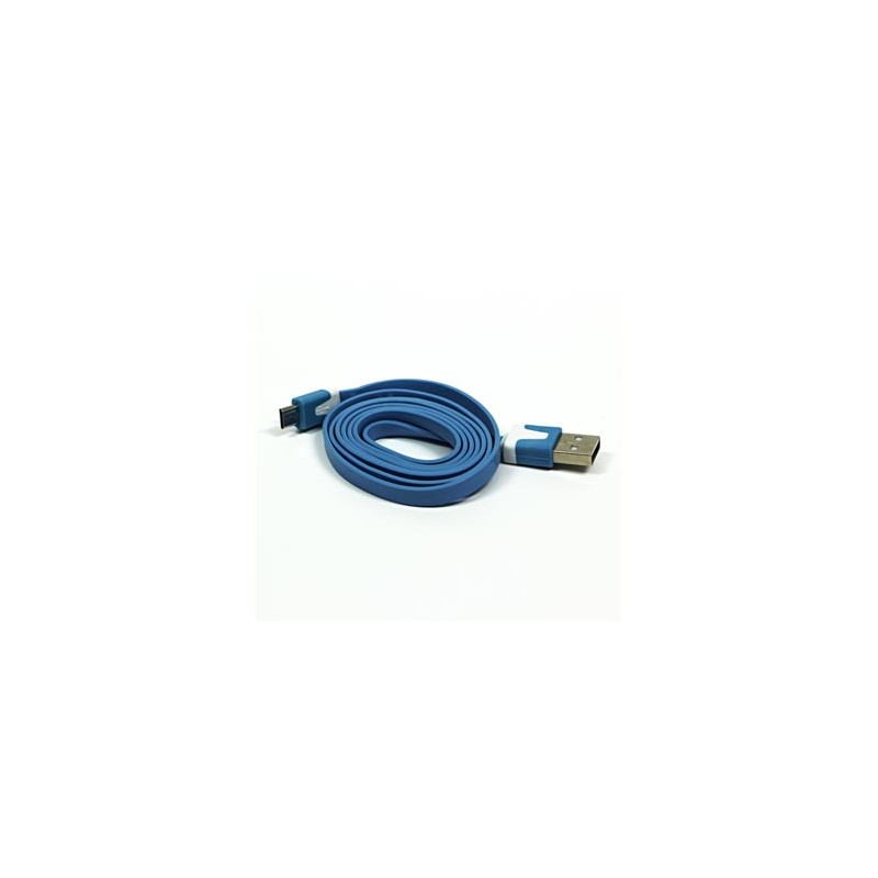 Logo USB kabel (2.0), USB A M - microUSB (M), 1m, płaski, niebieski, blister, EOL
