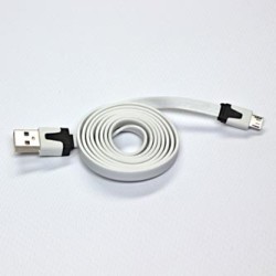 USB kabel (2.0), USB A M - microUSB (M), 1m, płaski, biały, EOL