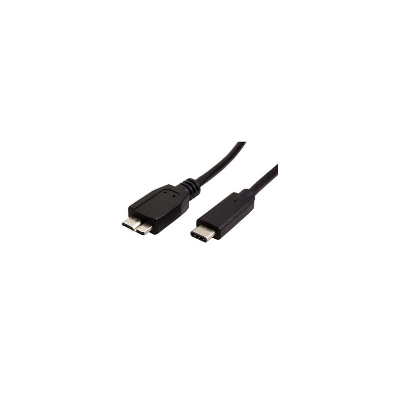 USB kabel (3.0), USB C (M) - USB micro B (M), 1m, okrągły, czarny, plastic bag, EOL