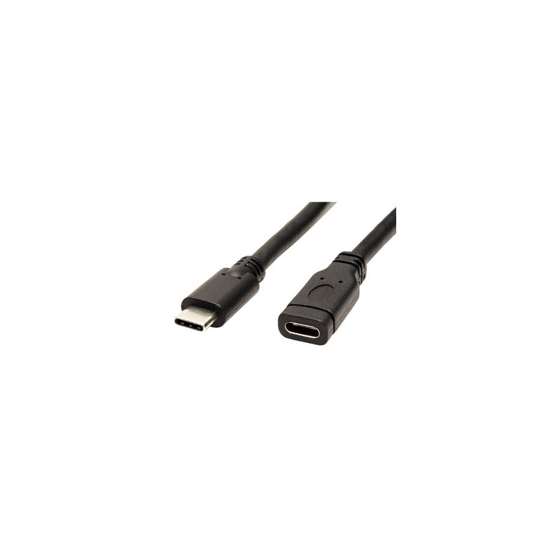 Przedłużacz USB (3.1), USB C (M) - USB C (F), 1m, czarny, plastic bag