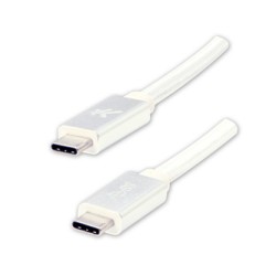 Logo USB kabel (3.2 gen 1), USB C (M) - USB C (M), 2m, 5 Gb/s, 5V/3A, biały, box, oplot nylonowy, aluminiowa osłona złącza, EOL