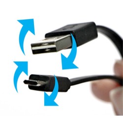 Logo USB kabel (2.0), USB A (M) reversible - microUSB reversible (M), 1m, reversible, czarny, blister, EOL