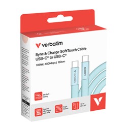 Verbatim USB-C kabel SoftTouch USB C (M) - USB C (M), 100W, 1.2m, niebieski, box, 30276