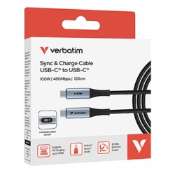 Verbatim USB kabel USB C (M) - USB C (M), 100W, 1.2m, czarny, box, 31848